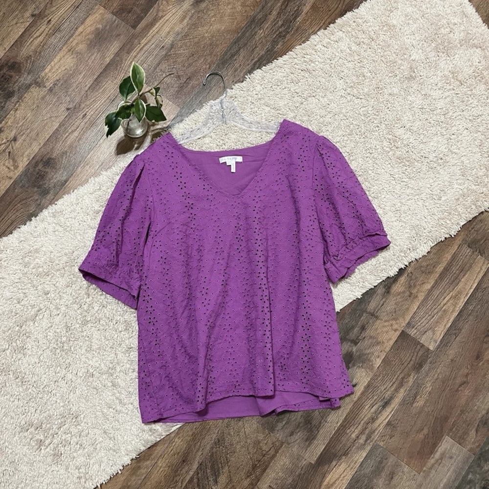 Women's Purple Eyelet Top